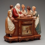 **santa claus with his female assistants in his opalized wood cabinet --ar 7:5 --v 7.0 --raw** - Upscaled by <@405548268966117377> (fast)
