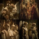 **creepy manneqins dressed as angels and demons, queer academia gay interest fine art HDR --p daesn41** - <@333484712234450945> (fast)