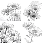 **daisies flower with layered petals rimmed in ice crystals for coloring book with crisp line and white background --ar 17:22 --v 7.0** - <@1117434682276057091> (relaxed)