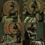 **Bastet as a melanated green cat woman regal and royal sitting in her throne Antiquity --s 250 --v 7.0** - <@637316196785586207> (fast, stealth)
-# Create, explore, and organize on [midjourney.com](<https://midjourney.com/imagine?from_discord=1>)