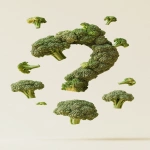 **a photograph of question mark completely covered in broccoli florets, floating in mid-air, tiny broccoli buds suspended around, soft diffused lighting, clean minimalist style, beige background --ar 9:16 --s 50 --v 6.1** - Image #3 <@1199200245985316874>