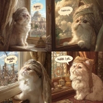 **the prettiest cutest cream-point Persian cat with haute couture turban watching tanabata from the window at his luxury penthouse apartment in Saudi Arabia, speech bubble saying "Habibi plz" --p 39d6lqq** - <@538878031226470440> (relaxed)