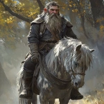 **a dwarf warior mounted on a dappled gray war pony. he is wearing gloves. the mood is alert. detailed natural background, high fantasy atmosphere, anime, --cref <https://s.mj.run/j1nWzMlxF-Y> --cw 0 --v 6.1** - Image #2 <@334398819246538773>