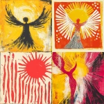 **Music graphic design block print with crayon / brushstrokes. Depicting an image of angel love, sun shining down. The overall style is very abstract and minimalist tribal with a lot of energy --v 6.1** - <@886913816171008040> (fast)
-# Create, explore, and organize on [midjourney.com](<https://midjourney.com/imagine?from_discord=1>)