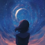 **a girl from the neck up from behind looking up at a beautiful detailed night sky with stars shining --niji 6** - Image #3 <@656961830371196938>