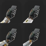 **iphone17, straight on, held by robot hand made of coding lines --v 7.0** - Variations (Region) by <@1048326817838280714> (fast, stealth)