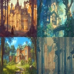 **A large mansion in the forest, a dense forest, scenery, simple illustration, monotonous illustration with few lines, not fantastical, realistic, colored pencils --ar 16:9 --niji 6** - <@915835811092656128> (fast)