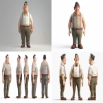 **Average US male citizen from the 1950'. cartoony, 3d, video game, white background, full body, a bit chubby proportion --ar 9:5 --v 6.0** - <@377164013374537729> (fast)