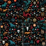 **in the style of keith herring, emojis of dragons & cowboys across a black paint canva** - Zoom Out by <@727985309521805392> (fast)
-# Create, explore, and organize on [midjourney.com](<https://midjourney.com/imagine?from_discord=1>)