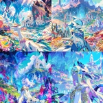 **an agarthan beauty with an ethereal, otherworldly presence, elegant and serene, standing in the foreground. Behind them is a vast inner-earth landscape with crystalline mountains, glowing caverns, ancient architecture, and lush alien flora. Vivid saturated colors with STRONG COLOR SEPARATION, distinct color regions, flat jewel tones, clear hue boundaries, minimal gradients, no iridescence. Anime-inspired fantasy illustration, clean sharp linework, smooth polished rendering, crisp edges, high clarity detail, bold color blocking, professional illustration finish --niji 7** - <@1013725246831997000> (fast)