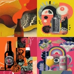 **Packaging design for "Utopian Toast", a collaboration beer between Utopian Brewing and Toast Ale. The beer is known for its rich flavour. Abstract illustration using a limited colour palette --ar 5:6 --p yef8s2m e71nq4z --s 50 --v 7.0** - <@1209615304372658177> (relaxed)