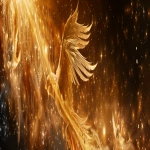 **Divine golden light rays descending from heaven onto floating elemental symbols (fire flame, water droplet, air swirl, earth crystal), angelic wings in background, warm amber and gold color palette, hyper-realistic spiritual energy, cinematic photography --ar 4:1 --v 6.0** - Upscaled (Subtle) by <@900787127892180992> (relaxed)