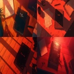 **comic book Cel-shaded anime style with bold clean linework, a nearly black wooden desk barely illuminated by a single cold red overhead light, a black leather notebook embossed with elegant silver letters "Death Note" on the cover, a sleek metallic pen beside it casting a long shadow, faint mist and drifting dust in the beam of red light, deep contrast with heavy shadows and ominous atmosphere, minimalist yet cinematic framing evoking mystery and foreboding intellect --niji 6 --ar 16:9** - <@257221362568003584> (relaxed)
-# Create, explore, and organize on [midjourney.com](<https://midjourney.com/imagine?from_discord=1>)