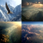 **God's awesome and beautiful creation. From darkness to light; the sky, waterways and the earth; the flowers and trees, mountains and valleys; to the smallest and largest of remarkable living creatures. Birds in the air to human women and men and children blessed with dominion over all of it. Incredibly diverse, yet all coexisting in God's harmonious love. Breathtaking beauty! --ar 16:9 --v 7.0** - <@1075950012086898728> (fast)