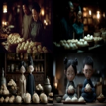 **Movie Still; Editorial portrait of A love story between two Xiaolongbao chinese bread; shot by Wong Kar Wai for a Pixar Movie --ar 16:9 --v 7.0 --s 700 --raw --p kgrmee3** - <@999729762836697179> (fast)