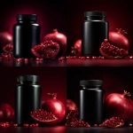 **Ultra-realistic studio photograph of a sleek black supplement jar with matte finish, placed in an elegant composition with a whole pomegranate and scattered pomegranate seeds. Professional product photography, dramatic soft lighting, high contrast, glossy reflections on the jar, vibrant red of the fruit contrasting with deep black, luxurious and modern aesthetic, shallow depth of field, sharp focus, square format.** - <@1100010158496686091> (fast)
-# Create, explore, and organize on [midjourney.com](<https://midjourney.com/imagine?from_discord=1>)