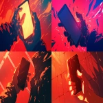 **comic book Cel-shaded anime style with bold clean linework, close-up of a hand holding a smartphone glowing bright red, red haze in the background, dramatic shadows, futuristic vibe --ar 16:9 --niji 6** - <@257221362568003584> (fast)