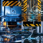 **macro photography of a pristine, glowing hydraulic press with its iconic black and yellow stripes descending on a delicate, intricate crystal glass sculpture of a swan fillid with blue liquid, the moment of first contact, clean minimalist laboratory setting, bright, sterile lighting, reflections on the polished metal and crystal facets, beautiful destruction, high resolution --ar 9:16 --v 6.0** - <@672875703666081795> (relaxed)
