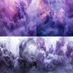 **Clouds of ink swirling in water, deep lavender-purple and light gray plumes filling the frame, fluid shapes frozen in crisp detail, ethereal lighting, no blur, no distortion --ar 16:9 --v 6.0** - <@1386141833826140192> (fast)