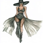 **Aventurine fashion design sketch --ar 4:5** - Image #3 <@948741381743083580>