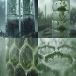 **A futuristic visualization of bio-based materials transforming into tire compounds, plants and natural fibers morphing into translucent rubber structures, biomaterial polymer texture gradually becoming an advanced tire surface, soft organic forms combined with industrial precision, sustainable material lab atmosphere, soft natural light mixed with cold manufacturing light, high-detail material-focused macro shot, cinematic realism, minimal color palette of green, beige, soft charcoal --ar 16:9 --v 6.0 --chaos 8 --s 750 --p 1vanprj --raw** - <@1139099857550856203> (fast, stealth)