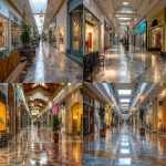 **a row of stores inside a mall, --ar 16:9** - <@1093082509220253776> (fast)