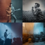 **Create a high-quality ultra-realistic photo background which is colour graded of a 1950s gene vincent rock and roll concert. Have a large tv / screen on the right hand side near the edge of the picture which you can see the whole screen** - <@1168106068602261574> (fast)