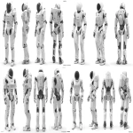 **a humanoid robot similar to the Unitree G1 . This is an original robot, humanoid in style, with its own unique "face". it should have a narrow waist, and look like the most recent technology. it should be lean and nimble. and it should have a kind, harmless nature. it should appear to be friendly. please show the robot design against a purely white background and provide front side and back angles. the robot should be about 5 feet tall. Realistic photography. Photoreal. --ar 16:9 --v 7.0** - Variations (Strong) by <@1081928187845542040> (fast)