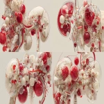 **synthetic pancreas organ and cells, in the mood of Ghost in The Shell, transparents parts, digital illustration, red accents, ivory background, suitable for a magazine cover --ar 16:9** - Variations (Strong) by <@153912116150140929> (fast)