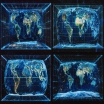 **A surreal digital artwork showing Earth's Mercator projection transforming into reality - continents stretch and warp dramatically toward the poles, with Greenland and Antarctica massively exaggerated. The map grid lines glow in neon blue against a deep space background, with tiny illuminated cities marking human civilization. The transition between true geographical size and Mercator distortion is visualized through a glass-like dimensional rift running along the equator, showing the actual proportions below versus the stretched version above. --ar 16:9** - Variations (Strong) by <@502223291524579328> (turbo)
-# Create, explore, and organize on [midjourney.com](<https://midjourney.com/imagine?from_discord=1>)