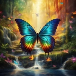 **dream like image of rainbow colored butterfly, forest background, waterfall, epic scenery, photorealistic --v 5.2** - Upscaled (2x) by <@754226842650542162> (relaxed, stealth)