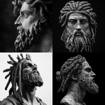 **black Greek gods dreads statue black and white photography --v 6.1** - <@819073620625981460> (fast)