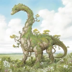 **Floral and vines diplodocus --ar 4:5 --niji 6 --raw** - Image #4 <@948741381743083580>