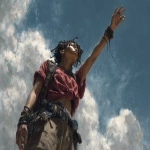 **low angle camera view, a character illustration, a black young muscular woman, she is looking to the sky and trying to reach out the clouds, craig mullins style --ar 4:3** - Image #3 <@942102369683001474>