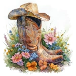 **22w litlle girl cowboy hat and boots with flowers waterpaint in a white background --stylize 250 --v 6.0** - Image #2 <@1135636698060038216>