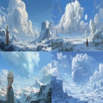 **classic fantasy art of a wide icy wasteland with frozen rocks that stretches to the horizon, with a large white cloud hovering above that has the shape of a face of a beautiful elven woman with braided white hair in it --ar 2:1** - <@345758421947252741> (fast)
-# Create, explore, and organize on [midjourney.com](<https://midjourney.com/imagine?from_discord=1>)