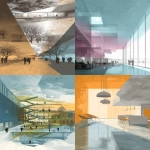 **graphic depiction of these two learning outcomes: Primary: #3 - Examine the impact of lighting and colour in relation to environmental impact, health, safety, wellbeing, and perception. Secondary: #4 - Analyze the appropriateness of daylighting and artificial lighting as an integral part of the design process and as it affects spatial quality. --ar 1:2** - <@794327127260266516> (fast)