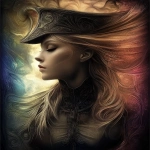 **<https://s.mj.run/057W9NlXP5U> <https://s.mj.run/1sYccc5b_tU> Fresco mixed with realism and cyberpunk art with pops of color, a gorgeous brigantine captain, in the style of black and whi666 te intimacy, Commedia dell'arte, feminine body, gentle lyricism, lush and detailed, tenebrism-inspired --chaos 22 --ar 4:5 --raw --sref 2384529995 129797111 --p sdcgav1 --v 6.1** - Image #4 <@1002947002323185734>