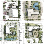 **illustrated site plan showing building setbacks, height restrictions, parking areas, and landscape buffers, technical drawing style with annotations, architectural presentation quality --ar 1:2** - <@794327127260266516> (fast)