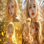 **Blond hair korean young women, gold, happy, pretty, cute --v 6.1 --ar 16:9** - <@1136199270224117860> (fast)