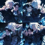 **Still taken shot from anime episode - Levi Ackerman from Attack on Titan and Satoru Gojo from Jujutsu Kaisen. Gojo has white hair, his arm around Levi's shoulder and is posing with a big smile and making a peace sign, Levi has black hair, has his arms crossed and looks slightly annoyed against a black background with sparkles in the art style of attack on titan anime. Friendship-style pose, Anime TV art style, attack on titan, jujutsu Kaisen. Uniform details, beautiful lighting, anime art, manga --niji 6** - Variations (Strong) by <@774763495555072010> (fast)
-# Create, explore, and organize on [midjourney.com](<https://midjourney.com/imagine?from_discord=1>)