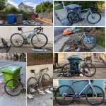**A realistic picture of a Saris H3 bike trainer and Trek aluminum road bike as trash at curbside. --v 7.0** - <@500534121840246784> (fast)