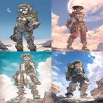 **highly-detailed digital illustration of a smiling female steampunk astronaut with a moonstone-powered suit and armor, standing on a rocky, foreign planet surface, --chaos 5 --ar 2:3 --raw --profile qq6nklf --v 7.0** - <@936929561302675456> (fast)
-# Create, explore, and organize on [midjourney.com](<https://midjourney.com/imagine?from_discord=1>)