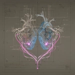 **An architectural blueprint of a welding interface of love, surreal fusion points between two hearts, metallic lines and organic filaments intertwining, schematic diagram in glowing ink, minimalistic and symbolic** - Image #3 <@230403663078621184>