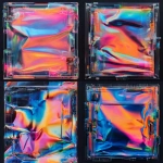 **<https://s.mj.run/CJtdvJY0Q8g> Abstract sci-fi trading card background featuring a warped iridescent plastic sheet with intense liquid-metal rainbow reflections, stretched and clamped to a high-tech frame, glowing with deep blues, fiery oranges, and neon pinks. Surreal glossy surface with fluid distortions and refracted light patterns, hints of circuit-like mechanical parts and futuristic hardware embedded around the edges. Hyper-detailed, cinematic lighting, ultra-modern aesthetic, no characters or text, vertical composition --ar 2:3 --raw --profile 9dsm898 --v 7.0** - <@1007029574430892245> (fast)