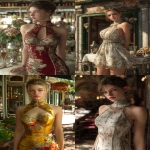 **ultra realistic, highly detailed high necked summer luncheon dress worn by a beautiful young woman standing with a fancy restaurant behind her. HD --v 7.0 --ar 2:3** - <@1327691479602298971> (fast, stealth)