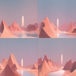 **minimal illustrate 2d3d pale pink desert bright sky --ar 44:7** - Variations (Strong) by <@1117988865903448218> (fast)