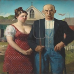 **<https://s.mj.run/AWAnPn8tRcg> a hyper-realistic photographic image depicting a beautiful full figured woman in provoative dress and apron and an athletic man in blue overalls holding a pitchfork, with an american farmhouse in the background. --ar 3:4 --chaos 2 --iw 0.6 --v 7.0** - Image #1 <@988364629556199494>