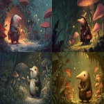 **An adventurous star-nosed mole emerging from an ancient, moss-covered burrow in an enchanted forest. Soft, painterly brushstrokes, gentle glowing spores drifting through the air, oversized mushrooms leaning curiously, tiny lantern bugs lighting the scene. The mole wears a tiny satchel filled with mysterious seeds, its star-shaped nose twitching with wonder. Warm dusk lighting, whimsical and serene atmosphere, lush hand-painted textures, expressive creature design, soft depth of field, magical realism, cozy charm, high detail, rich color palette. --ar 16:9** - <@409068045143769088> (fast, stealth)
-# Create, explore, and organize on [midjourney.com](<https://midjourney.com/imagine?from_discord=1>)