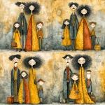 **whimsical photorealistic illustration of a fathers d mother with their girl and boy, father has black hair and a moustache, he’s wearing glasses, mother has curly blonde hair and she’s wearing glasses girl has dark brown hair and she’s wearing glasses, son has brown hair and is older and taller than the young girl --v 7.0 --p b3kgthr --s 750** - Variations (Strong) by <@520759084903956481> (fast)
-# Create, explore, and organize on [midjourney.com](<https://midjourney.com/imagine?from_discord=1>)